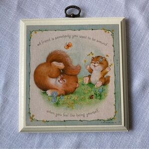 1980 Hallmark Cards Wooden Wall Plaque with a sweet scene and saying of friends!